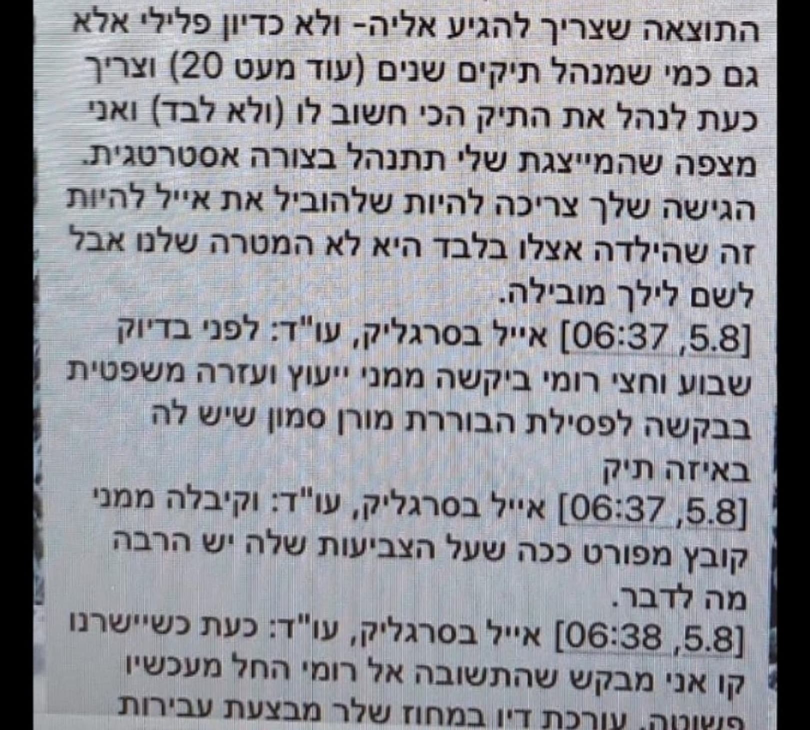 סמסים בין אייל בסרגליק לליטל דרעי יעקובוביץ על הסחטנות של רומי קנבל סמסים בין אייל בסרגליק לליטל דרעי יעקובוביץ על הסחטנות של רומי קנבל