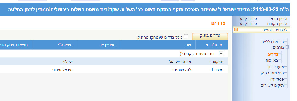 ה"ת אודליה צריקר תיק החזרת תפוסים 2385-03-23
