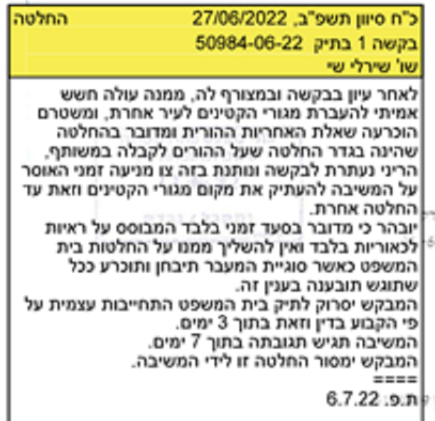 החלטה שירלי שי