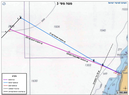 מפה 3 גבול המים הטריטוריאלים עם לבנון בגץ 6654-22