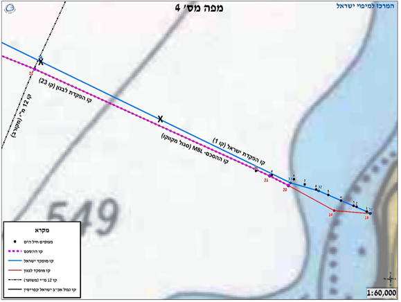 מפה 4 גבול המים הטריטוריאלים עם לבנון בגץ 6654-22