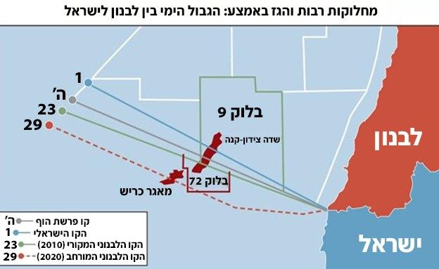 מפה להמחשה הגבול הימים עם לבנון על מה ויתרה ישראל גיל עד נעם